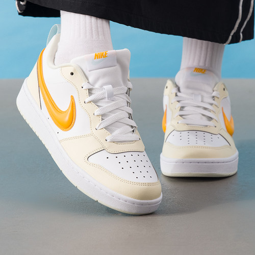 NIKE耐克女鞋板鞋小白鞋春季新款运动鞋黄色大勾休闲鞋IQ9796