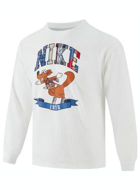 NIKE耐克男子冬季运动服打底衫白色户外休闲圆领长袖T恤II0470