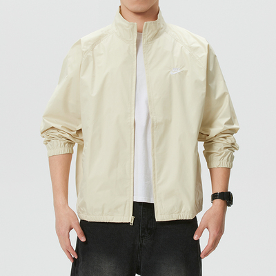 NIKE耐克梭织夹克男装新款立领休闲上衣跑步运动服男士外套HV1140