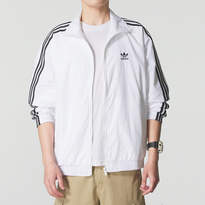 正品adidas阿迪达斯三叶草男子宽松立领时尚梭织外套JY1328
