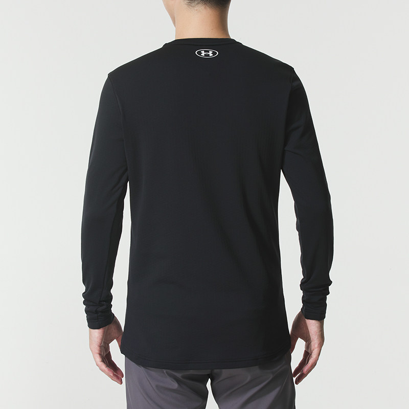 安德玛长袖T恤男装秋季新款户外足球篮球运动跑步薄绒打底衫上