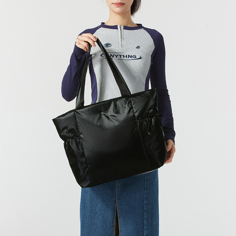彪马PUMA正品拎包女包秋冬新款经典黑大容量电脑包时尚休闲单肩包