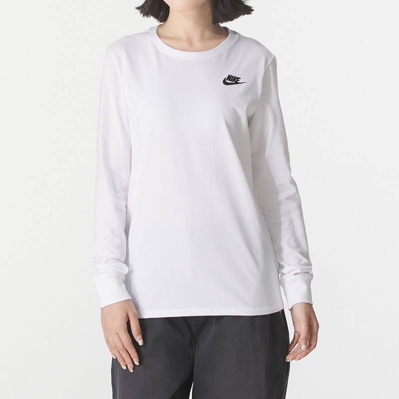 耐克长袖T恤女装冬季新款运动服宽松圆领套头衫卫衣休闲上衣