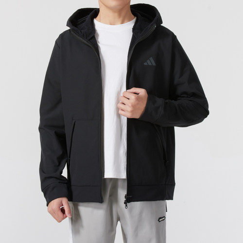 adidas阿迪达斯梭织连帽夹克男装新款加绒时尚休闲外套IN5607