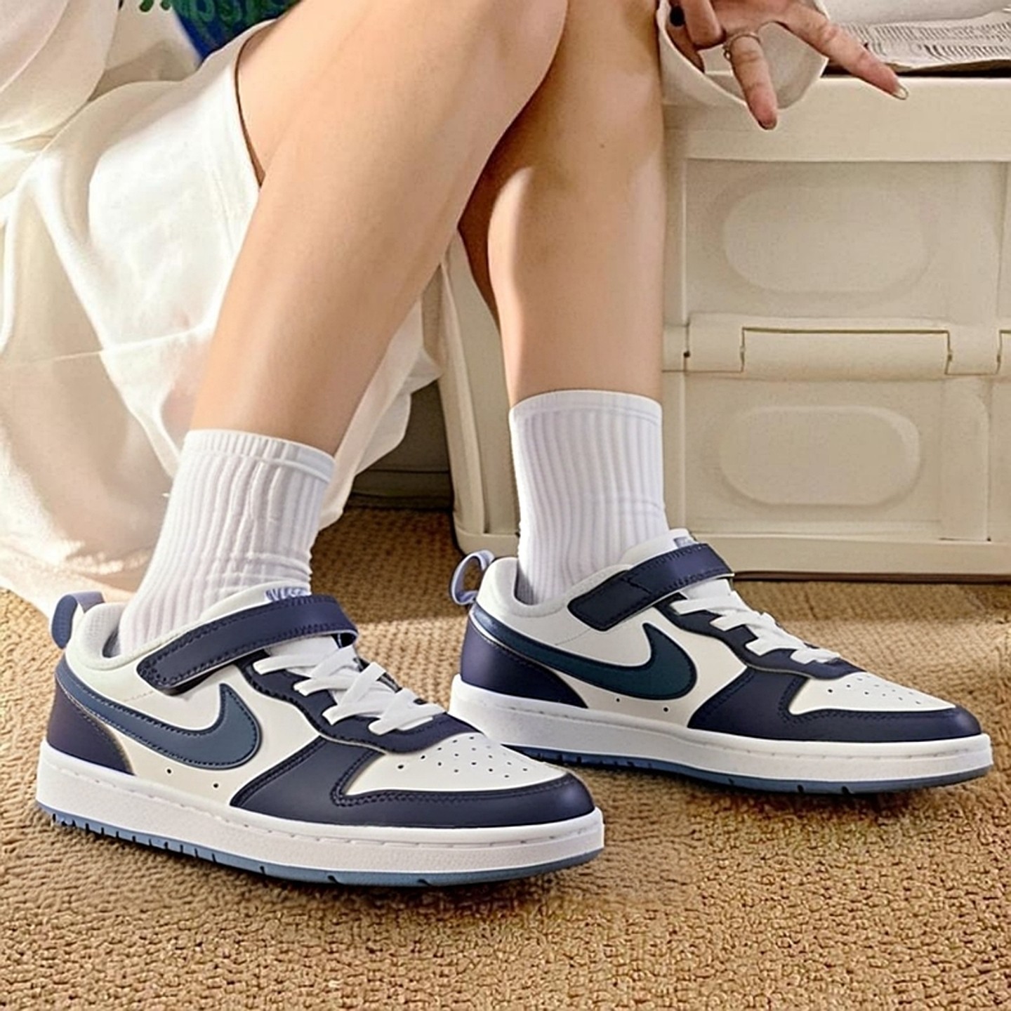 Nike耐克官方正品魔术贴板鞋女鞋2025冬季新款休闲鞋运动鞋IB0715