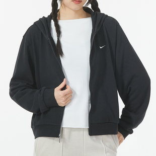 耐克nike衣服女款新款早秋薄款穿搭连帽夹克休闲黑色上衣外套