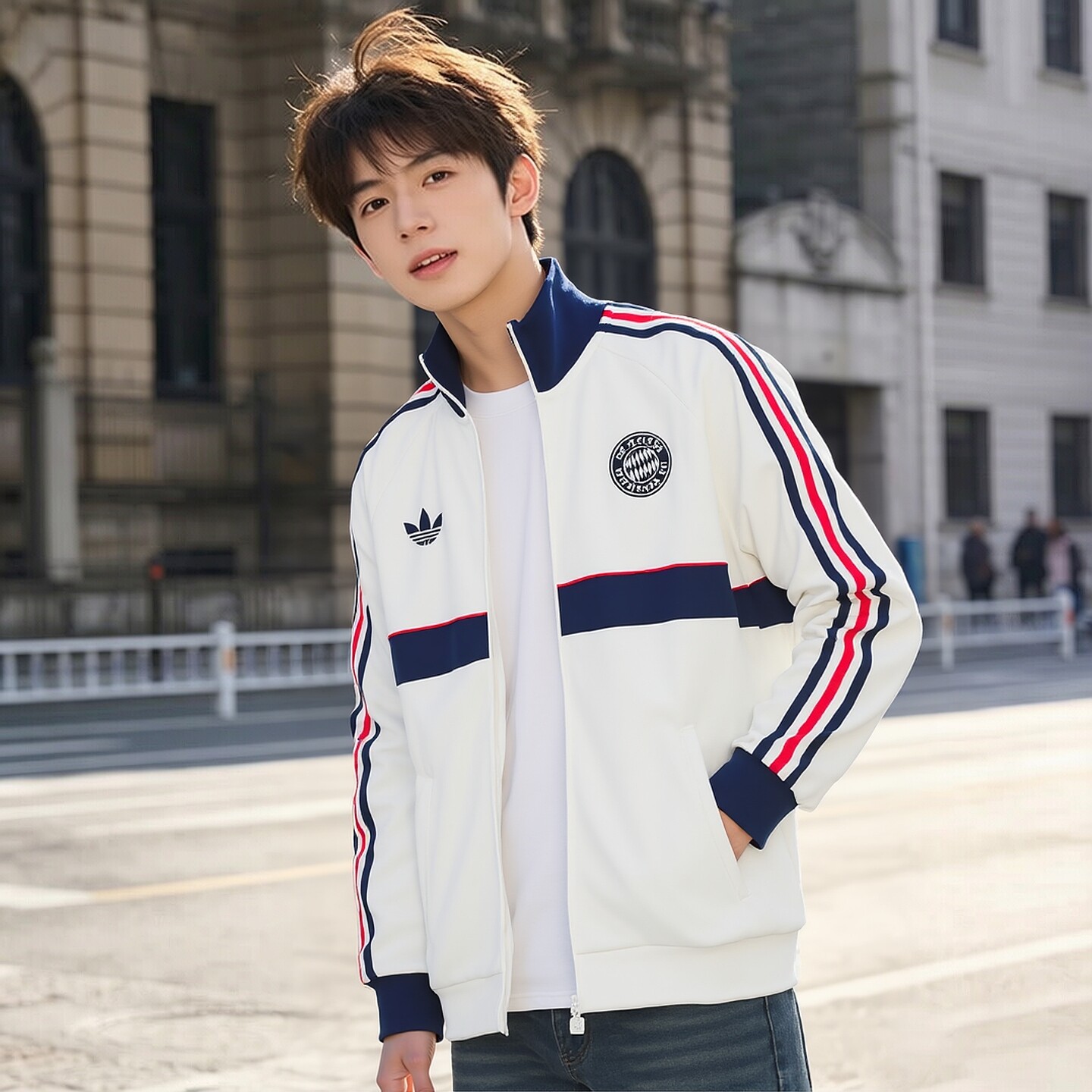 阿迪达斯三叶草外套26秋季新款足球运动服俱乐部针织夹克KG2241