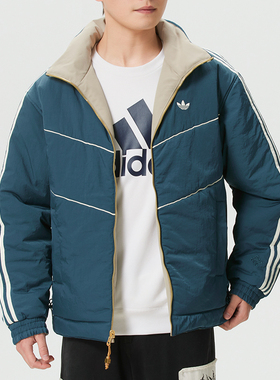 阿迪达斯LNY新年款双面穿立领衣外套男上衣三叶草休闲运动服
