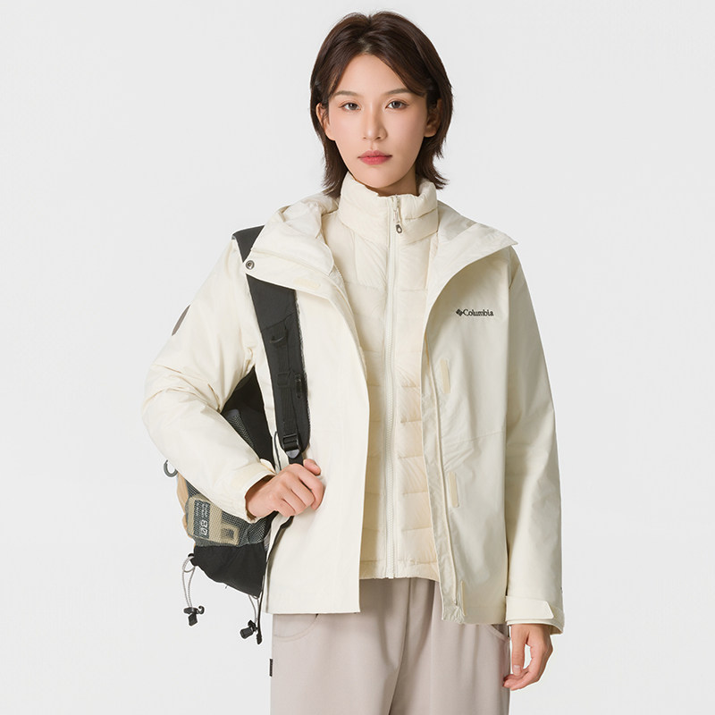 哥伦比亚女装运动服2026春秋款羽绒三合一冲锋衣鸭绒内胆户外外套