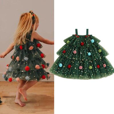 FOCUSNORM 1-6Y Little Girls Christmas Dress Strap Sleeveless