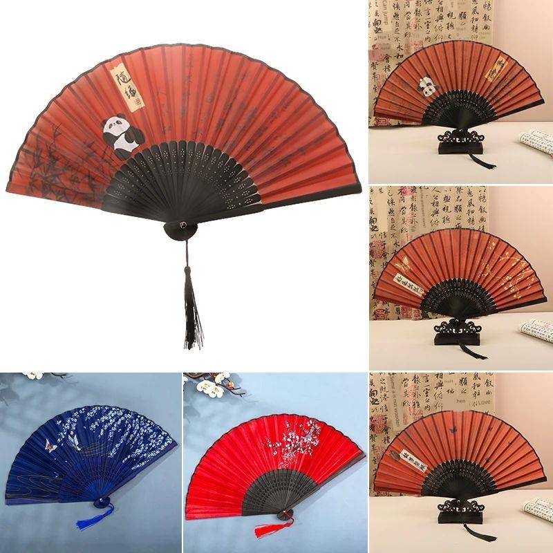 Bamboo Chinese Folding Fan Red Folding Fans Women Dance Fan