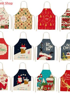 Creative Christmas Printed Women Kitchen Aprons Waterproof C