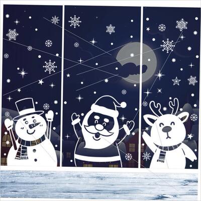 Christmas snowman Elk white snow glass static sticker贴画