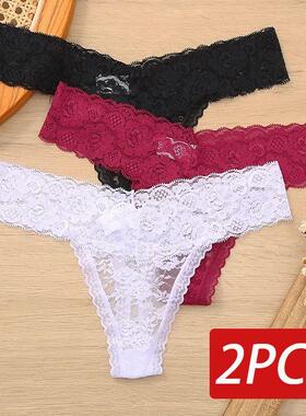 2PCS M-XL Women Lace Thong G-string Panties Sexy Floral Unde