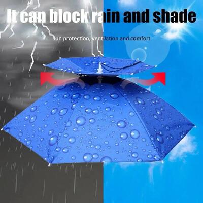 Foldable Outdoor Umbrella Hat Women Men Fishing Double Layer
