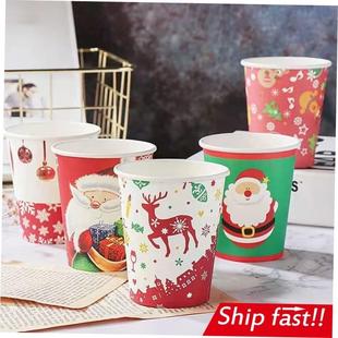 10pcs Christmas disposable paper cups party plates tableware