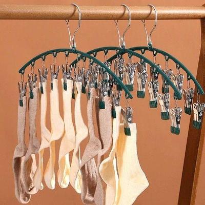 1pc Clothes Drying Hanger Windproof Clothing Rack 10 Clips