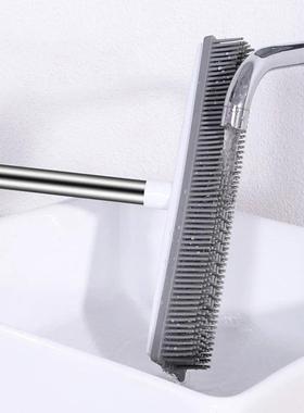Rubber Broom Carpet Rake with Squeegee Long Handle for Pet H