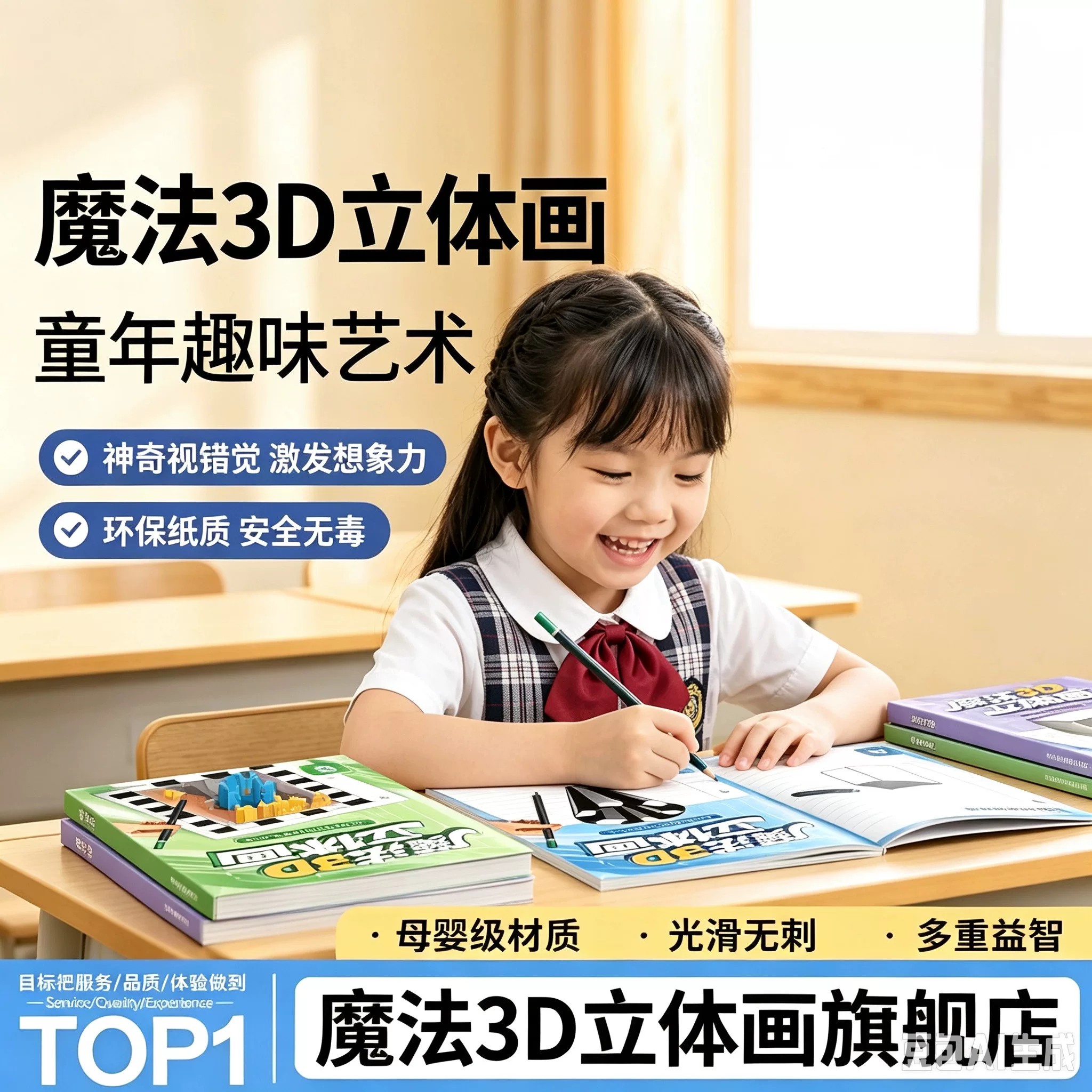 魔法3D立体画涂色本描摹本儿童绘画入门素描本手工绘画本益智玩具