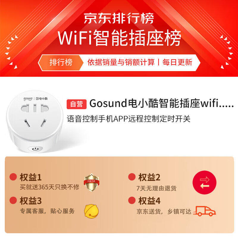 Gosund电小酷插座wifi语音控制APP远程智控插头10A插座联动家电定怎么看?