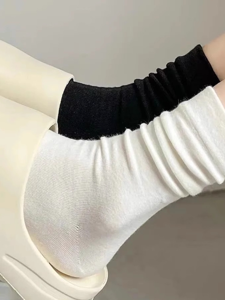Himadeworld春夏季搭配洞洞鞋月子袜子女糖果色透气中筒袜堆堆袜