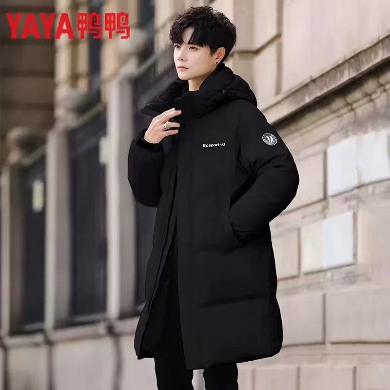 鸭鸭羽绒服男中长款男女情侣款