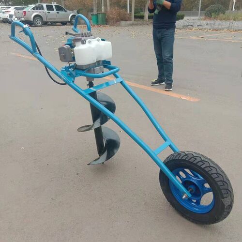 速发直销家用小型手扶挖坑机三点悬挂便钻式马坑机四冲程大挖力地