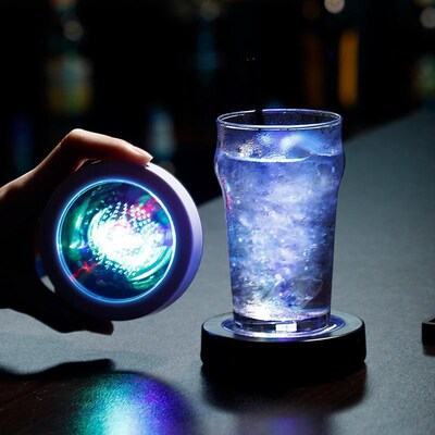 速发发光鸡尾底底座杯垫发光灯光酒灯垫底吧酒杯灯发光酒座调酒无