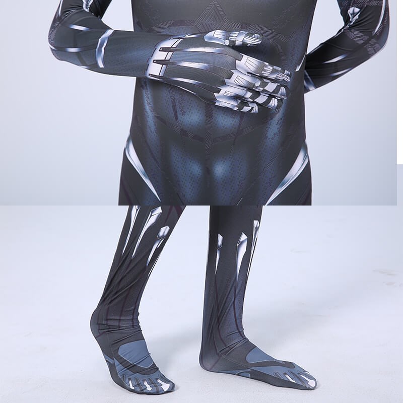 现货速发儿童复仇者联盟黑豹衣服头套连体紧身衣男童角色表演服装