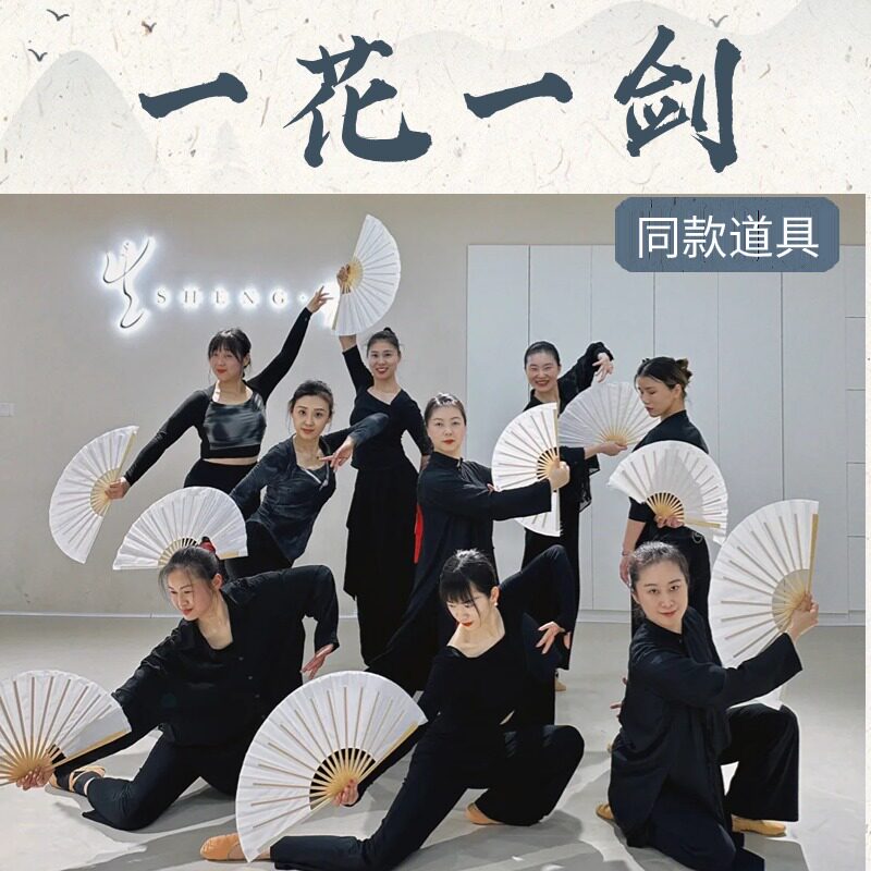 速发一花一剑舞蹈扇子中纸风国扇书生扇子跳舞古典舞折扇