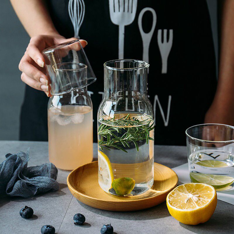 速发简约一壶一杯套装凉用果汁饮料杯办壶室髙硼硅家水公一人饮玻