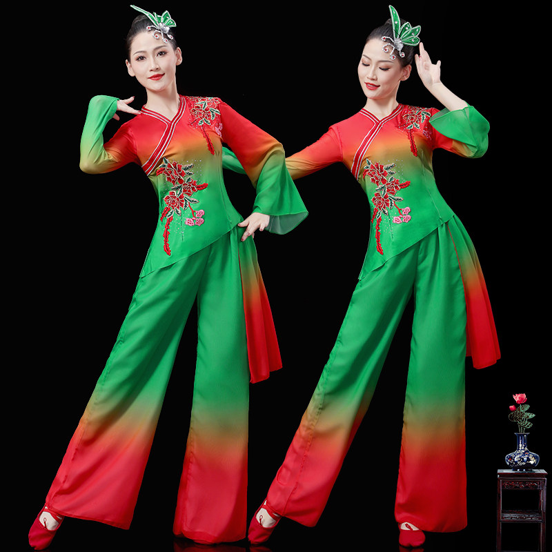 速发古典舞蹈服演歌舞秧出服装新款扇子广场舞套装东北胶州秧歌秧