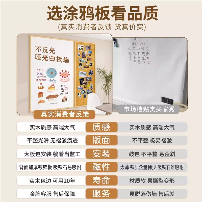 速发实木边框磁吸白板软木组合板可擦写挂墙照片墙儿童家用教学黑