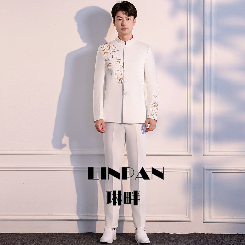 速发白色元旦中山0表演服装2装24新款男款中出大合唱团演式服朗诵