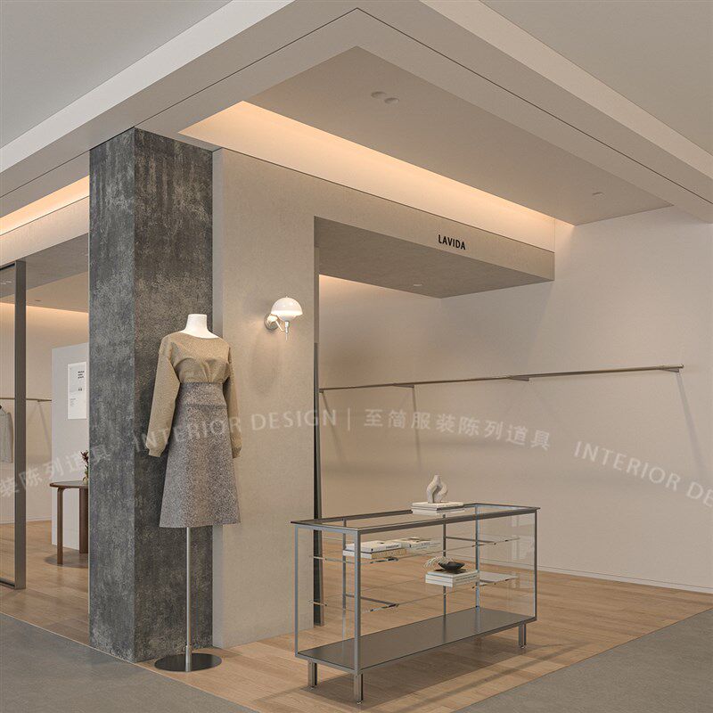 速发预埋上墙架服装店展示架挂衣架陈列设计货架衣服架子不锈钢挂