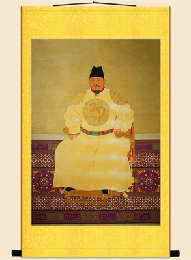 速发朱元璋人物 明挂皇中式复古画轴代卷 丝绸画装饰画来图