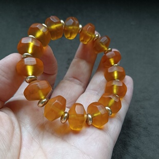 古玩收藏藏区回流老包浆香槟色琉璃手串手链琉璃佛珠男士手串手链