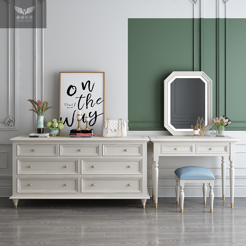 轻奢美式斗柜白色实木储物柜客厅收纳柜五六七八九斗柜卧室抽屉柜