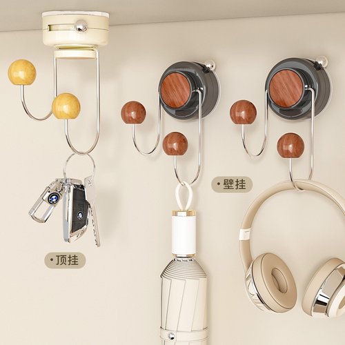 吸盘挂钩免打孔门后衣帽钩玄关多功能旋转挂勾壁挂强力承重挂衣钩