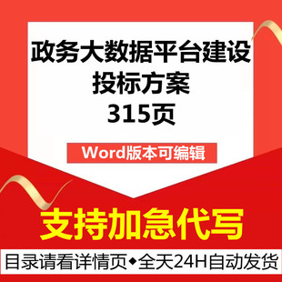 政府政务大数据网络平台建设施工运营管理运行技术投标服务方案书