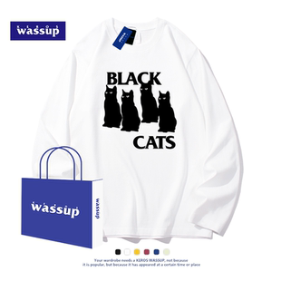 打底衫 230g美式 潮牌体恤情侣装 T恤男秋季 TEE 重磅oversize印花长袖