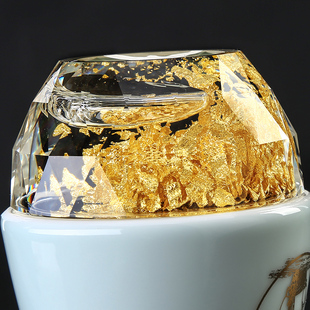 家用水晶玻璃一两分S酒器一口杯中式 极速高端陶瓷金箔白酒杯套装