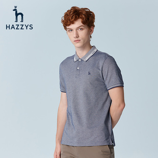 短袖 Hazzys哈吉斯品牌直销早秋男装 翻领T恤上衣透气休闲纯色POLO