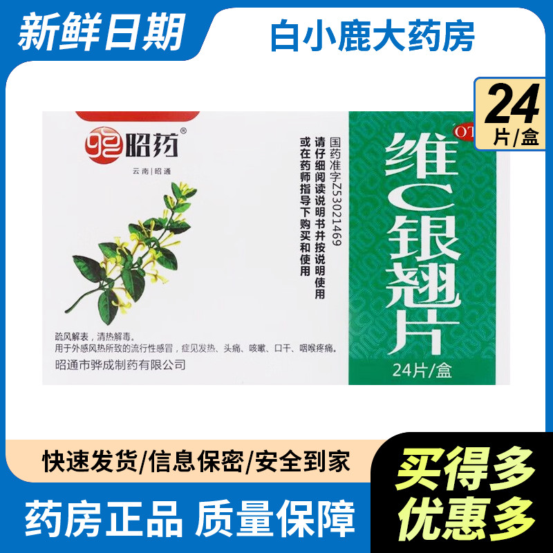 昭药 维C银翘片 24片/盒
