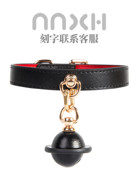 NNXH高端真皮静音铃铛K9牛皮牵引套装choker可刻字