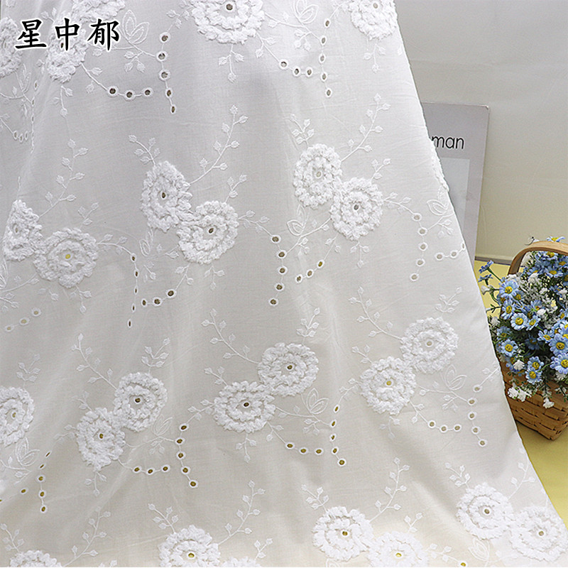棉布盘带绣镂空绣花布