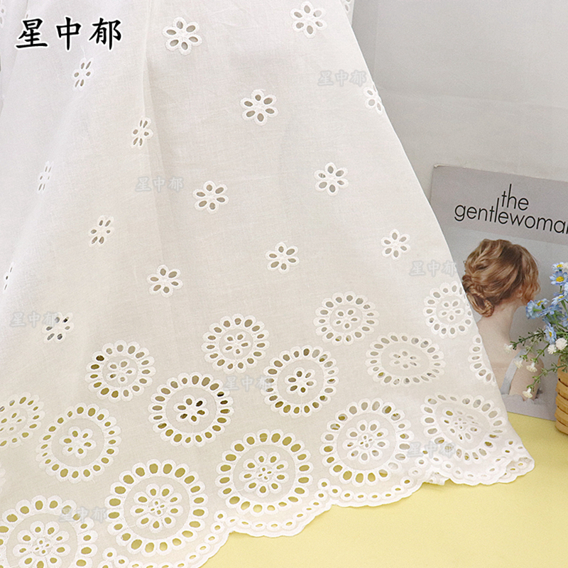 棉布绣花面料连衣裙蕾丝花边