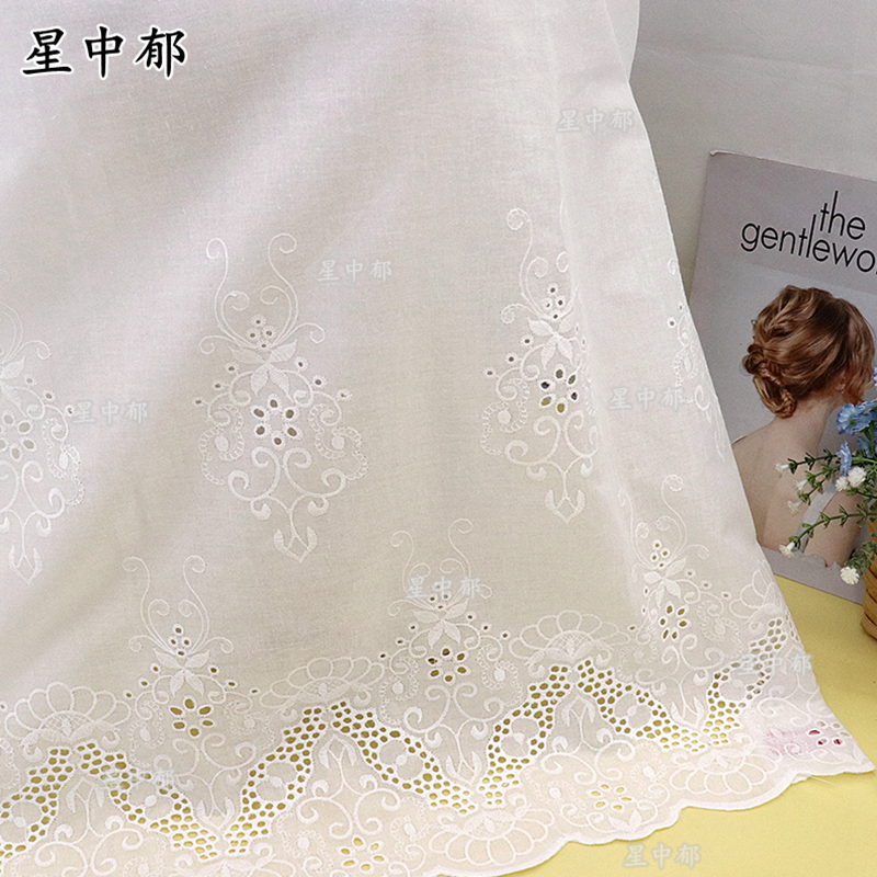 棉布绣花双边定位面料