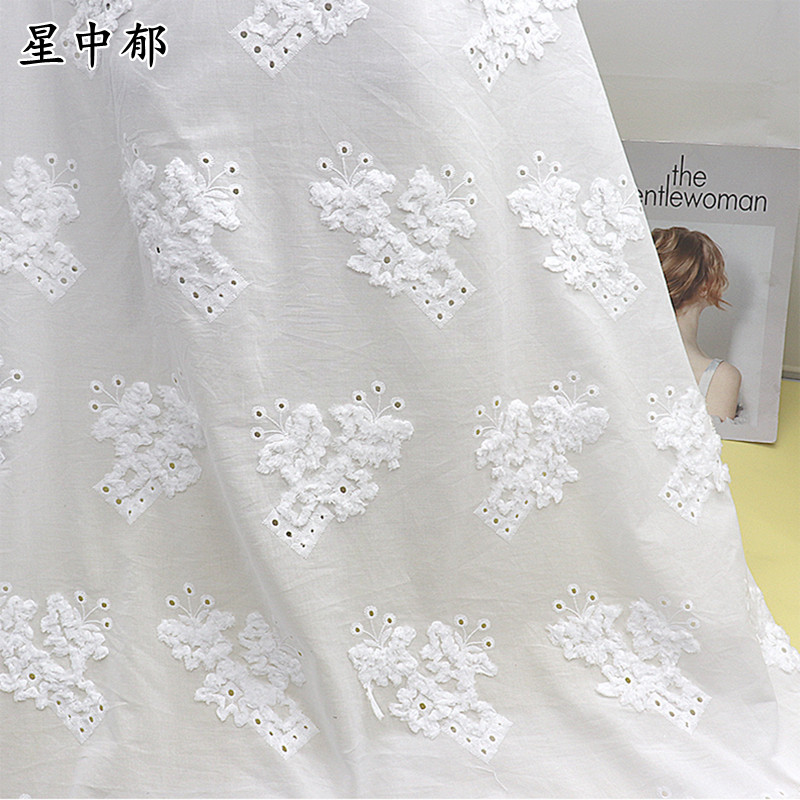 棉布白色刺绣连衣裙服装辅料