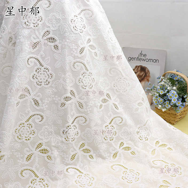 棉布立体绣花衬衫套装连衣裙刺绣布婚纱辅料布艺满幅服装辅料